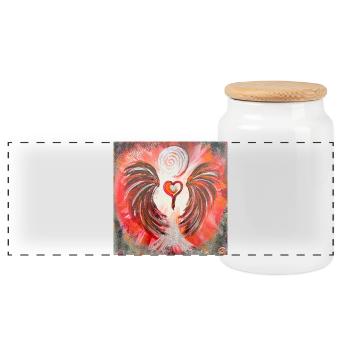 Réveil profond de l’Ange du Cœur - Boîte à biscuits avec couvercle en bois - blanc - Devant