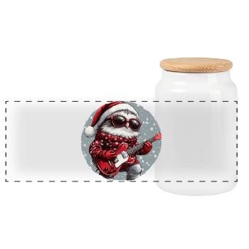 Guitare de Noël Owl - Boîte à biscuits avec couvercle en bois - blanc - Devant