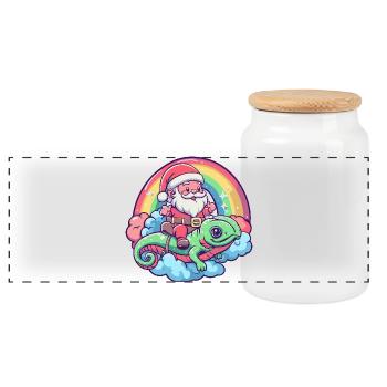 Chameleon Weihnachtsmann Weihnachten - Panorama Keksdose mit Holzdeckel - Weiß - Vorne