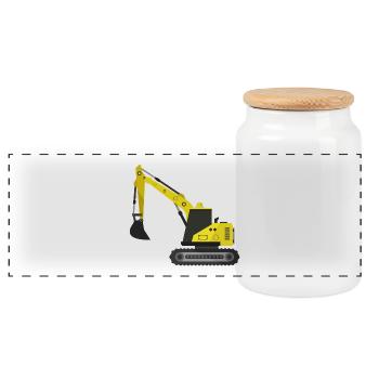 Excavatrice - Boîte à biscuits avec couvercle en bois - blanc - Devant