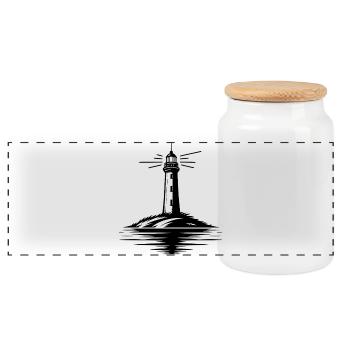 Licht an, Sturm aus - Leuchtturm Geschichten - Panorama Keksdose mit Holzdeckel - Weiß - Vorne