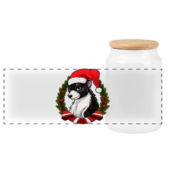 Stinktier Weihnachtsmann - Panorama Keksdose mit Holzdeckel - Weiß - Vorne