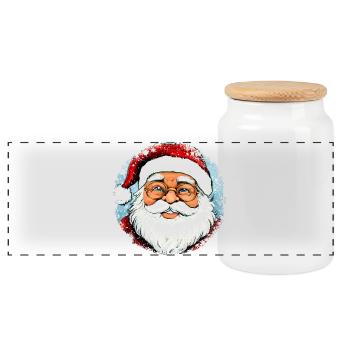 Père Noël - Boîte à biscuits avec couvercle en bois - blanc - Devant