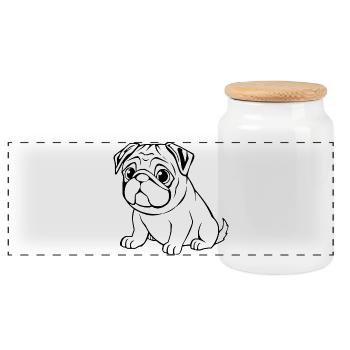 Mops weiß Hunde T-shirt Geschenk Weihnachten - Panorama Keksdose mit Holzdeckel - Weiß - Vorne