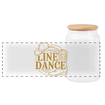 Line Dance Logo - Panoramic Cookie Jar with Wooden Lid - white - Front