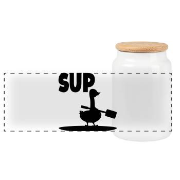 SUP Goose Water Sports Paddling - Panoramic Cookie Jar with Wooden Lid - white - Front