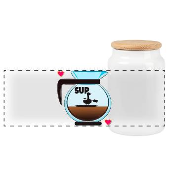 SUP GOOSE FILTER COFFEE COFFEE - Panoramic Cookie Jar with Wooden Lid - white - Front