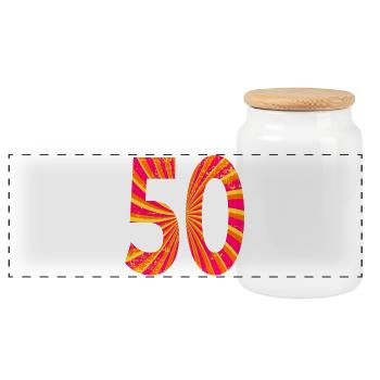 Numéro 50e anniversaire cinquante - Boîte à biscuits avec couvercle en bois - blanc - Devant