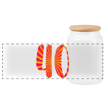 Forty Number 40th Birthday - Panoramic Cookie Jar with Wooden Lid - white - Front
