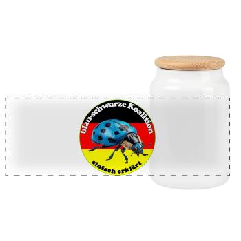 Blauer Käfer widerspiegelt den Wählerwillen - Panorama Keksdose mit Holzdeckel - Weiß - Vorne