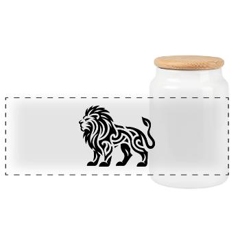 Lion avec un tatouage en crinière sauvage - Boîte à biscuits avec couvercle en bois - blanc - Devant