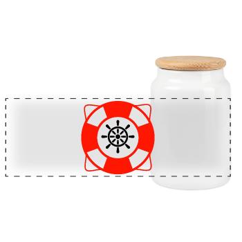 Voile - Boîte à biscuits avec couvercle en bois - blanc - Devant