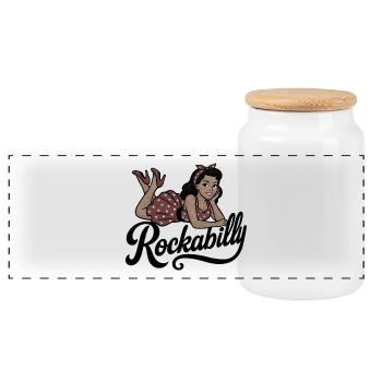 Rockabilly Femme Années 50 Allongé Jupon Cadeau - Boîte à biscuits avec couvercle en bois - blanc - Devant