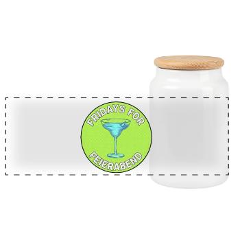 Feierabend Fridays Cocktail - Panorama Keksdose mit Holzdeckel - Weiß - Vorne