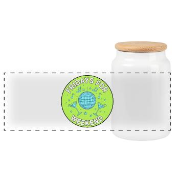 Les vendredis pour le Weekend Disco - Boîte à biscuits avec couvercle en bois - blanc - Devant