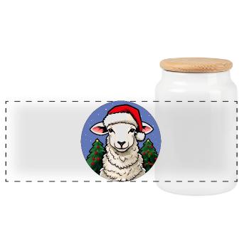Schafe Weihnachten - Panorama Keksdose mit Holzdeckel - Weiß - Vorne