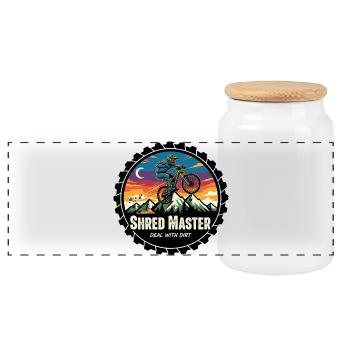 Shred Master Dirt MTB Sunset - Panorama Keksdose mit Holzdeckel - Weiß - Vorne