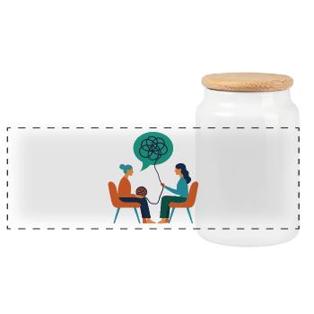 Therapeutin – Psyche Illustration - Panorama Keksdose mit Holzdeckel - Weiß - Vorne