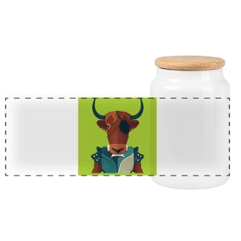 MENSCHLICHER STIER – Baby & Kinder - Panorama Keksdose mit Holzdeckel - Weiß - Vorne