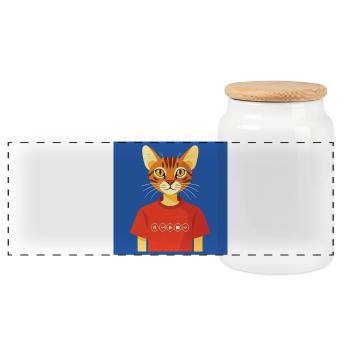 MENSCHLICHE KATZE – Baby & Kinder - Panorama Keksdose mit Holzdeckel - Weiß - Vorne