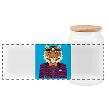 MENSCHLICHER TIGER – Baby & Kinder - Panorama Keksdose mit Holzdeckel - Weiß - Vorne