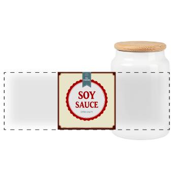 Sauce soja – Costume drôle d’Halloween - Boîte à biscuits avec couvercle en bois - blanc - Devant