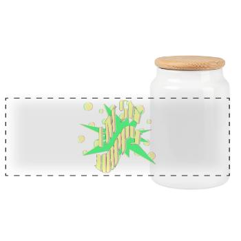 I'm happy Pop Art Explosion at so happy - Panoramic Cookie Jar with Wooden Lid - white - Front