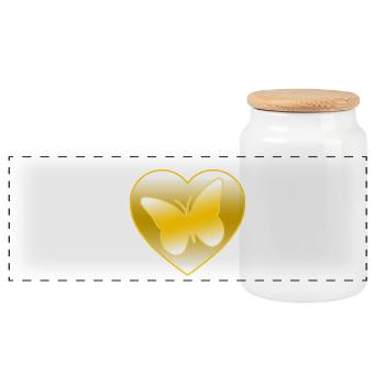 Butterflies - Panoramic Cookie Jar with Wooden Lid - white - Front