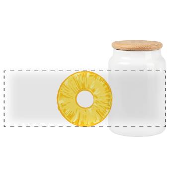 Pineapple Slice in Tropical Illustration Style - Panoramic Cookie Jar with Wooden Lid - white - Front