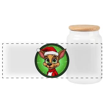 Ants Christmas / Santa Claus Ant - Panoramic Cookie Jar with Wooden Lid - white - Front