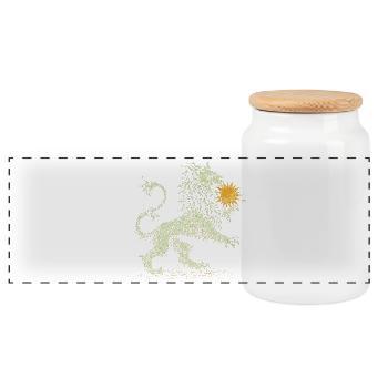 Green Lion - Panoramic Cookie Jar with Wooden Lid - white - Front