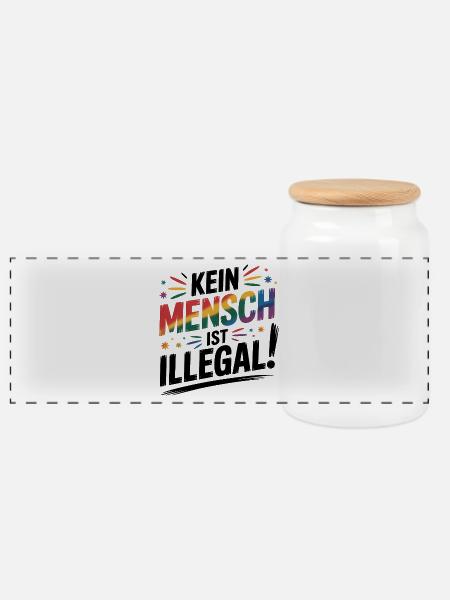 Kein Mensch ist illegal - Cool Pride Logo - Panorama Keksdose mit Holzdeckel - Weiß