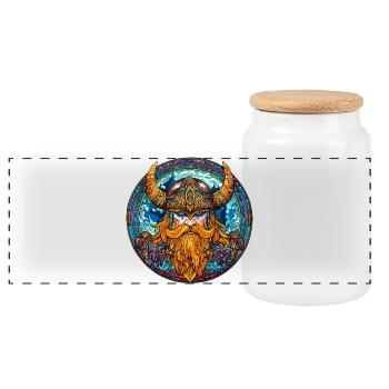 Roi viking en couleur indigo - Boîte à biscuits avec couvercle en bois - blanc - Devant