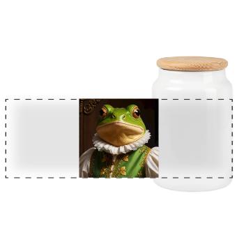Der Renaissance Frosch – Königliche Amphibien - Panorama Keksdose mit Holzdeckel - Weiß - Vorne