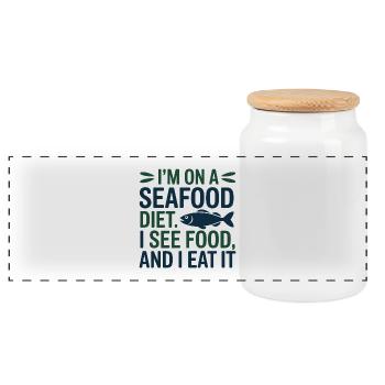 I'm Here For The Snacks And The Science Dietitian  - Panoramic Cookie Jar with Wooden Lid - white - Front