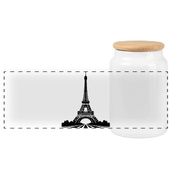 Tour Eiffel - L’Âme de Paris – Ombres d’Acier - Boîte à biscuits avec couvercle en bois - blanc - Devant
