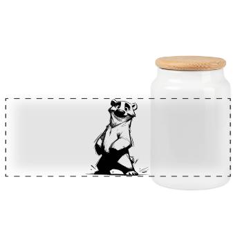Smiling Polar Bear Favorite Mascot Sketch - Panoramic Cookie Jar with Wooden Lid - white - Front