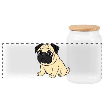 Mops Hunde T-shirt Geschenk Weihnachten - Panorama Keksdose mit Holzdeckel - Weiß - Vorne