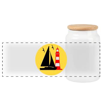 Voile - Boîte à biscuits avec couvercle en bois - blanc - Devant