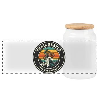 Trail Rebels Mountain Biker Retro - Panoramic Cookie Jar with Wooden Lid - white - Front