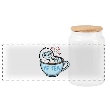 Yéti dans une tasse à thé - Boîte à biscuits avec couvercle en bois - blanc - Devant