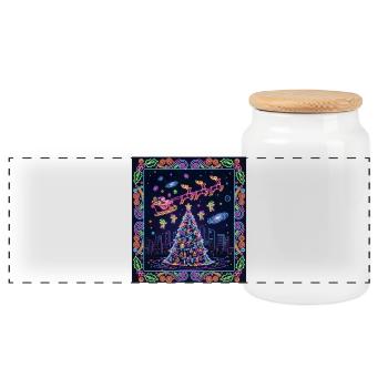 Nuit de Noël magique au néon - Boîte à biscuits avec couvercle en bois - blanc - Devant