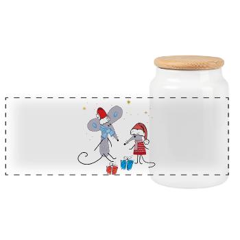 Weihnachten - Panorama Keksdose mit Holzdeckel - Weiß - Vorne