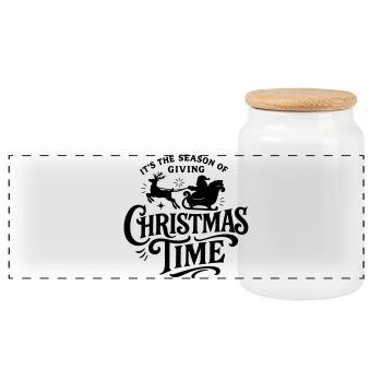 Christmas time Xmas weihnachten rock'n roll Santa  - Panorama Keksdose mit Holzdeckel - Weiß - Vorne