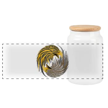 Aalto Asko Art Eagle Yin Yang - Panoramic Cookie Jar with Wooden Lid - white - Front