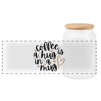 Coffee is a Hug in a Mug - Panorama Keksdose mit Holzdeckel - Weiß - Vorne