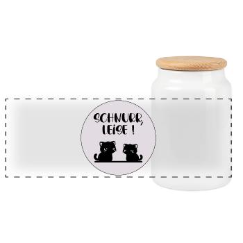 Cats Purr Quietly - Panoramic Cookie Jar with Wooden Lid - white - Front