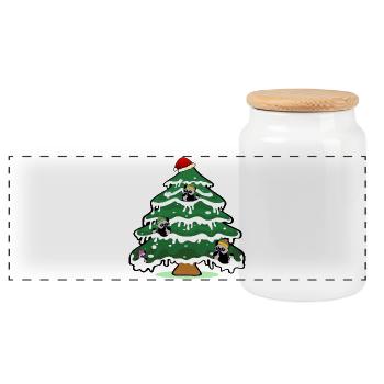 Weihnachten Waschbären Weihnachtsbaum - Panorama Keksdose mit Holzdeckel - Weiß - Vorne