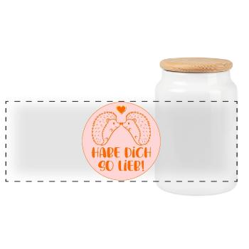 Igel - Habe Dich so lieb - Panorama Keksdose mit Holzdeckel - Weiß - Vorne