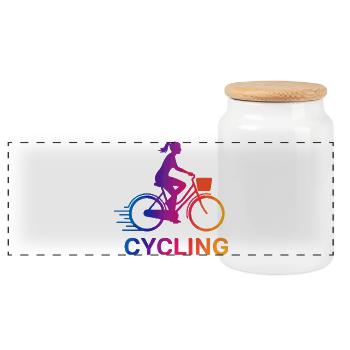 Rainbow Gradient Cyclist - Panorama Keksdose mit Holzdeckel - Weiß - Vorne